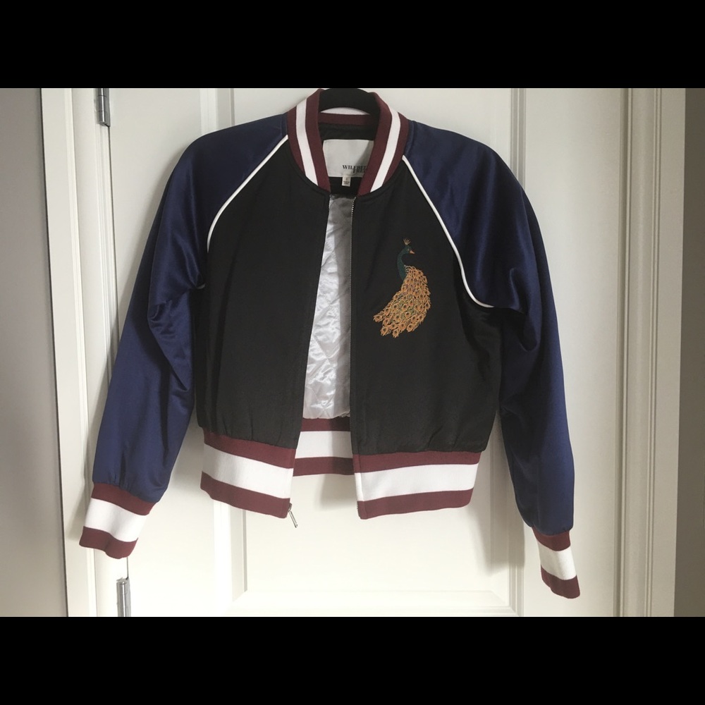 Aritzia Wilfred Free Peacock Bomber Jacket